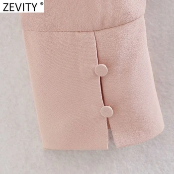 Zevity 2021 Femei Elegante Arc Legat Guler Solid Halat Bluza Office Doamnelor Camasi Casual Chic de Afaceri Kimono Blusas Topuri LS7660