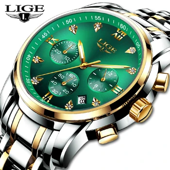 2020 Nou LIGE Bărbați Ceasuri de Lux Brand de Top din Oțel Inoxidabil Sport Cuarț Ceas de mână pentru Bărbați Moda, Data rezistent la apă, Cronograf 10020