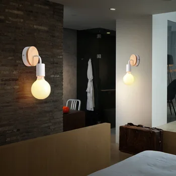Moda Fier de Artă E27 Lemn Lampă de Perete Modernă Nordic Acasă LED lampa Retro Restaurant, Bar Coridor Interior Lumina de Perete Decor