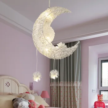 Star Moon Camera Copiilor Iluminat personalitate Creatoare Candelabru Restaurant Dormitor Iluminat Cald Panglică Cutie