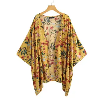Boem Florale Imprimate Cardigan ZANZEA Vara Femei, Kimono Maneca 3/4 Bluza Tricou Vrac Top Plaja de Acoperire-up-uri Casual Blusas