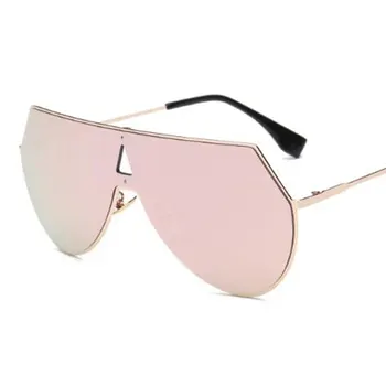 Metal Oglindă Scut ochelari de Soare Supradimensionați Negru Ochelari de Soare Pentru Femei New Trendy Brand de Lux ochelari de Soare Retro Bărbați UV400