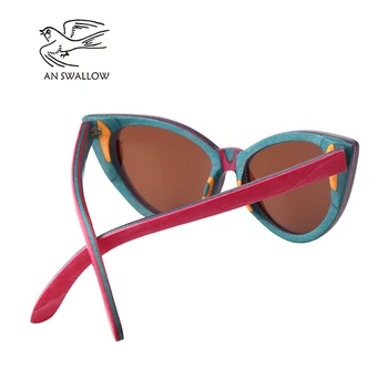 O ÎNGHIȚI de înaltă calitate moda Lady roz ochelari de soare Skateboard din Lemn lucrate Manual din Lemn Cadru ochelari de soare pentru femei polarizati UV400