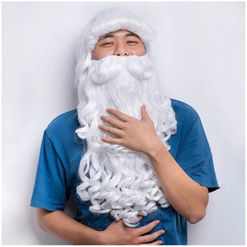 Mos Craciun Barba Cu Peruca Lung Ondulat Alb Set Fantezie Mesa De Crăciun Cosplay Costum Peruci Festival De Crăciun Cadouri