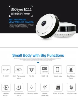 Noi de 360 de Grade Home Security Camera IP 960P Smart Panorama IPC P2P Wireless Obiectiv Fisheye CCTV Camera Wifi Copilul TF Card Monitor