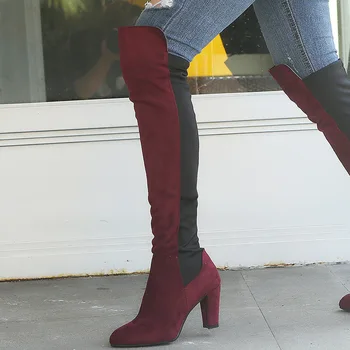 2020 de Iarnă Cizme pentru Femei de Înaltă Calitate, Sexy Over-the-genunchi Cizme Tocuri Înalte de Moda Elastic Cizme Lungi Femei Plus Dimensiune 43 Pantofi