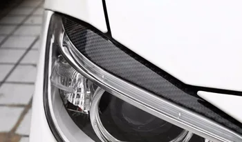 1Pair Fibra de Carbon Autocolant Auto Faruri Sprancene Fața Farului, Sprâncene, Pleoape Benzi Tapiterie pentru BMW F30 320i 325i seria 3 316i