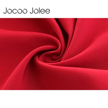 Jocoo Jolee 2018 Nou Liber în Cascadă Volane Mâneci Rochie pentru Femei V-Neck Rochie Dreaptă de Iarnă și de Primăvară Rochie Casual Rosie
