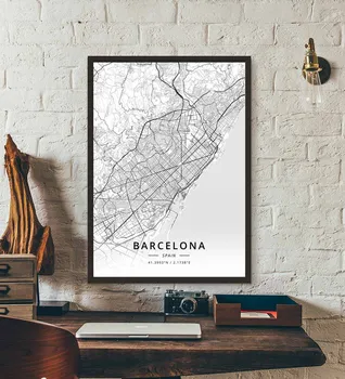 Barcelona, Spania Hartă Poster