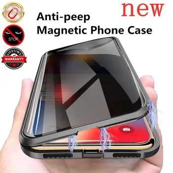 Iphone 11 pro max cazul Magnetic Sticla de Confidențialitate Metal Cazuri de Telefon 360 Magnet Antispy Cover Pentru Iphone XR XS X 8 7 6 caz