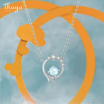 Thaya S925 Argint Coliere Lanț Sirena Design Albastru Cristal Artificial Sterling De Argint Colier Pandantiv Pentru Femei Bijuterii Fine