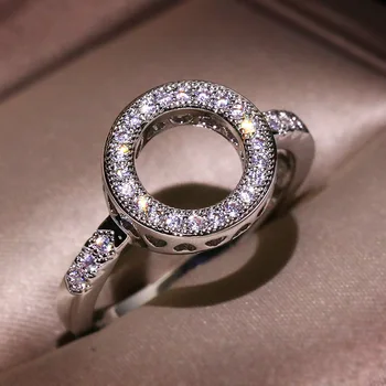 Roud Drăguț Bling Ring cu Piatra de Zircon Moda Nunta Logodna Bijuterii S925 Argint Culoare 2019
