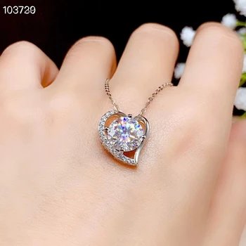 Inima de dragoste în stil stil trosnituri moissanite pandantiv colier de argint bijuterii fine stralucitoare mai bine decât diamant fata cadou