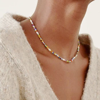 Handmade Margele Colorate Colier de Perle de apă Dulce Înfrumusețare Pentru Femei Curcubeu Cravată 2020 Nou la Modă Accesorii en-gros