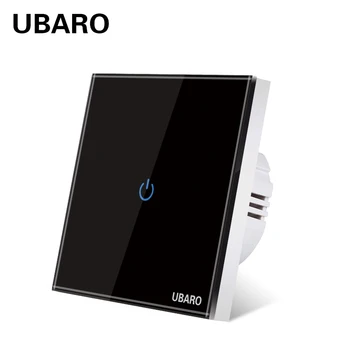 UBARO UE AC100-240 Temperat Negru Alb Cristal de Sticla Touch Comutator de Putere cu Led-uri Panou de Perete Întrerupătoarele de Lumină 1/2/3 Gasca Interruttore