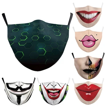 Amuzant Jokeri Buzele Zâmbitoare Fața de Imprimare Masca Pentru Praf Lavabile Refolosibile Windproof de Protecție PM2.5 Gura Masca Respirabil Măști