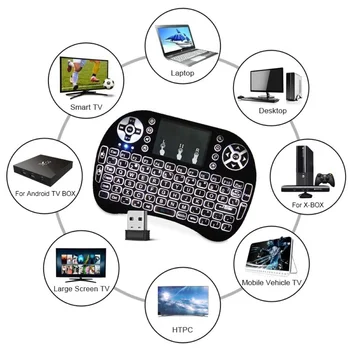 7 Culori de Fundal Mini Tastatura Wireless 2.4 GHz cu Touchpad Tastatura Mouse-ul pentru Mini PC, Smart TV Android TV Box