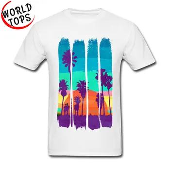 Personalizate Retro sex Masculin Top T-shirt Guler Rotund Maneci Scurte Topuri de Bumbac Tricou Miami Beach Apus de soare de Vară T-shirt de Calitate Superioară