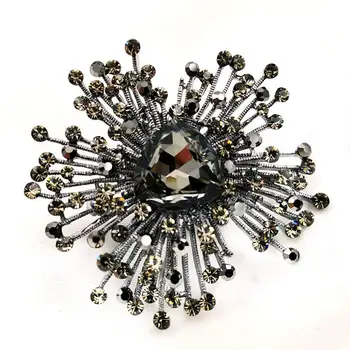 Designer Metalice de Pulverizare a Izbucnit Fațete Taie Gri in Forma de Inima Stras Broșă Cluster de Flori Pin pentru Femei Haina de Iarna Bijuterii