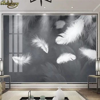 Beibehang Modern minimalist alb cu pene TV, canapea de fundal papier peint murale 3d foto-imagini de fundal pentru camera de zi 3d parchet