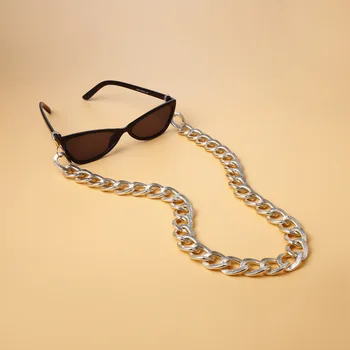 Supradimensionat Punk Rock Bărbați ochelari de Soare Lanț Curea Curea pentru Femei de Aur Exagerare Indesata Ochelari de Citit Titularul Gât 60cm
