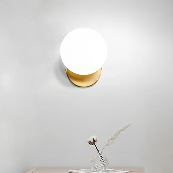 Nordic Perete Led Luna Lampă De Fier Decorative Moderne Scări De Lumină Led Acasă Patul Rotund De Sticlă Lumini De Perete Din Lemn Aplicatiile Murale E27