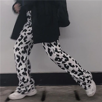 Vrac Direct De Vacă Drăguț Punct Negru Leopard De Imprimare Mare Elastic Talie Pantaloni Femeie Coreean Toamna Subțire De Bumbac Sweatpant Harajuku