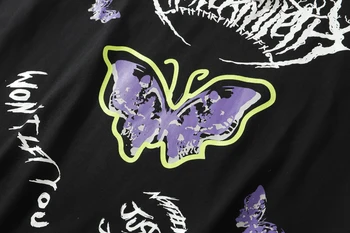 Vara Moda Barbati Tricou Butterfly Tendință De Brand Masculin Casual, O-Neck Tee Camasi Topuri Metal Găuri Mens Print Cu Maneci Scurte T-Shirt