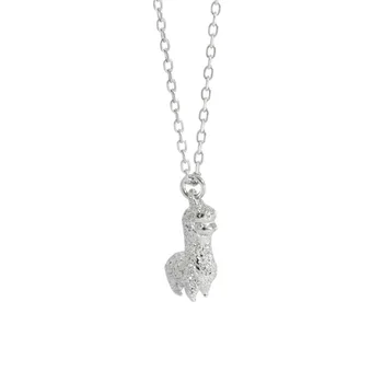 Real Argint 925 Drăguț Mini Alpaca Pandantiv Coliere Pentru Femei, animal Minunat Colier Fata de copii Cadou de Crăciun de Bijuterii