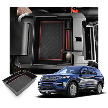 RUIYA Masina de Control Central Cotiera Cutie Depozitare Pentru Ford Explorer 2020 Auto Anti-Alunecare de Cauciuc Cutie de Depozitare Accesorii de Interior Rosu
