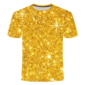 Strălucitoare de Aur Tipărite Tricou Barbati/Femei de Vară 2020 Brand Disco Club de noapte tricou Unisex de Performanță Etapă Topuri Haine