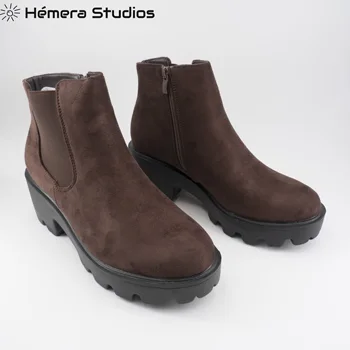 Hemera Studios cizme femei inverno 2020 cu platformă ușor chelsea cizme confortabile, cu fermoar multicolor