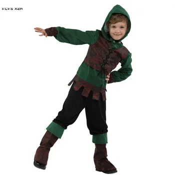Nou M-XL Băieți Halloween Țăran Fammer Costume copii Copii Robin Hood Războinic Cosplays Carnaval de Purim Petrecerea de bal rochie