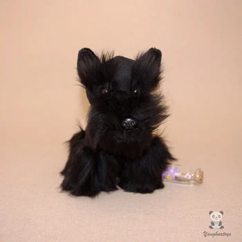 Simulare De Câini Păpuși, Animale De Pluș Jucărie Drăguț Schnauzer Papusa Jucării Pentru Copii Cadou Negru