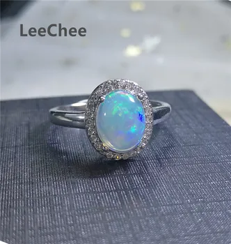 LeeChee Naturale Opal Inel 7*9 MM Colorat Piatră prețioasă de Bijuterii Stil Clasic pentru Femei, Nunta, Cadou de Logodna Argint 925