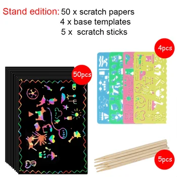 50pcs Hârtie Zero Artă Set Rainbow Magic Zero Foaie de Hârtie Copii Negru Note de Placi de Meșteșuguri de Crăciun Cadou de Crăciun