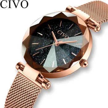 CIVO Cristal de Lux Ceas de Moda pentru Femei ochiurilor de Plasă de Aur Curea Cuarț Ceasuri de Brand de Top Impermeabil Ceas Cadou Pentru Soția Relogio Feminino