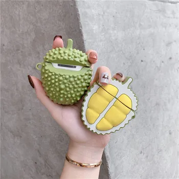 Fructul Durian pentru Airpods 2 Caz Silicon Cover pentru Apple Aer Păstăi Drăguț Cască Caz 3D de Înaltă Calitate Căști Cazul Accesorii