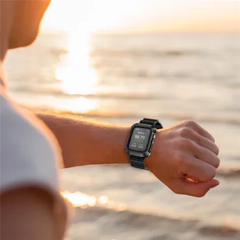 Bărbați/Femei Sport rezistent la Socuri Curea cu Cadru pentru Apple Watch Band Serie SE 6 5 4 Fibra de Carbon Bratara de Silicon pentru iWatch 44mm