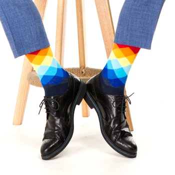 SANZETTI 12 Perechi/Lot 2020 Bărbați Pieptănat Bumbac Casual Sosete Colorate Rochie cu Dungi, Carouri Confortabil Partid Cadou Clasic Șosete