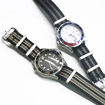18mm 20mm 22mm Nylon Canvas Watchband NATO ZULU Sport Curea de Ceas brățară Brățară pentru Omega Seamaster 300 pentru 007 James Bond
