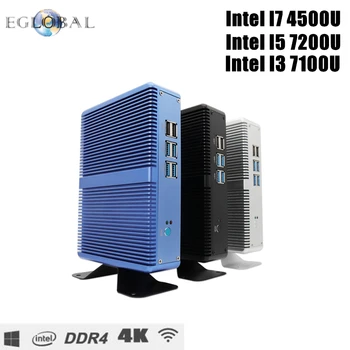 EGLOBAL fără ventilator Mini PC Intel i5 7200U i3 7167U DDR4 DDR3 Nuc Computer Linux, Windows 10 Pro 1*mSATA 1*2.5