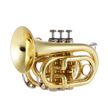 Ammoon Profesionale Buzunar Trompeta Ton Plat B Bb Instrument de suflat din Alamă cu Mustiuc Mănuși de Pânză Perie de Grăsime Greu de Caz