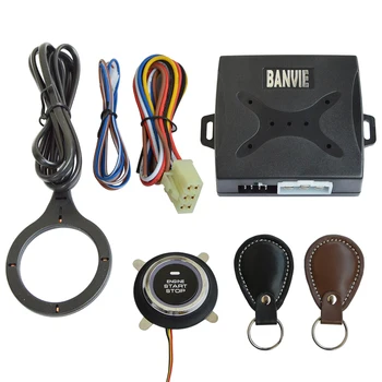 BANVIE Piele Cheie Auto Alarma Auto Motor Buton Start Stop RFID de Blocare a Comutatorului de Aprindere Sistem de Intrare fără cheie Anti-furt