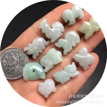 Un set DIY Naturale de Smarald Zodiac Chinezesc Pandantiv Colier Moda Bijuterii ccessories Sculptate de Mână, Bărbat, Femeie mulet Cadouri