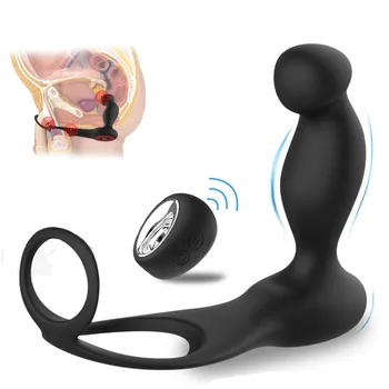 Prostata masaj sex Masculin sănătate silicon de control de la distanță anal plug Testicule și penis inel de blocare Realistic dildo vibrator Erotic jucărie