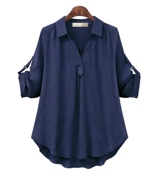 Plus Dimensiune 4XL 2021 Primăvară Bluza Femei Casual, Guler de Turn-down Vrac Solid Maneca Lunga Birou Doamnelor Camasi Bluze Femei Bluza