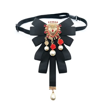 Noul Material Retro Pearl Papion Brosa Floare Panglică de Ace de Rever Guler de Camasa Luxulry Bijuterii Broșe pentru Femei Accesorii