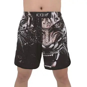 FTEIF Negru Lupta Cap de Tigru MMA, box pantaloni Stretch pantaloni Scurți de box îmbrăcăminte Tiger Muay Thai, mma pantaloni scurți lupta pantaloni scurți