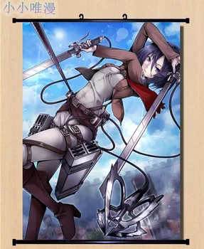 Anime-ul japonez Atac pe Titan Shingeki nu Kyojin Mikasa Ackerman & Eren Jaeger Home Decor Perete Scroll Poster Decorativ Imagine